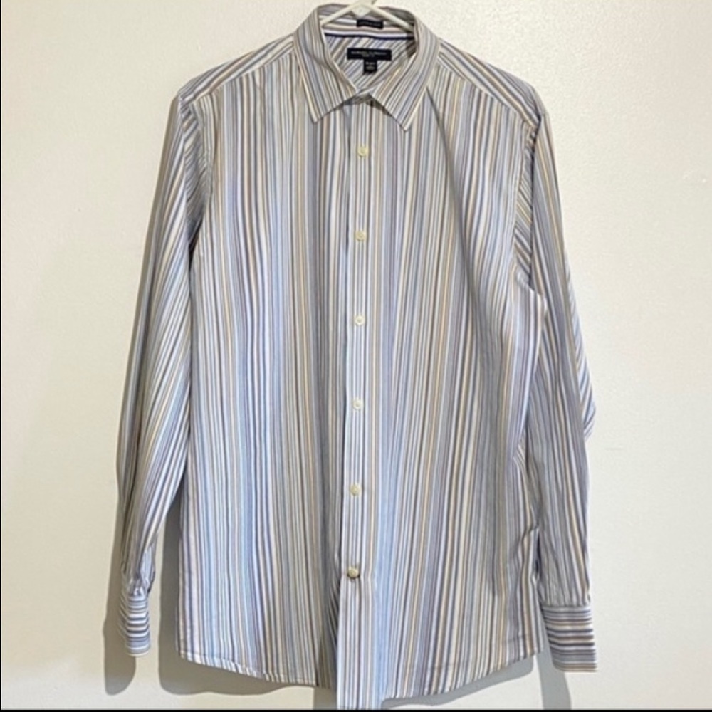 Banana Republic slim fit woven in Italy button down striped dress shirt